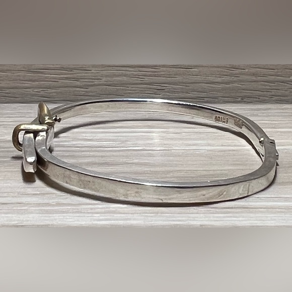 Vintage Sterling Silver MEXICO TAXCO Belt Buckle Hinged Bangle Bracelet, 12.5g - Picture 2 of 8